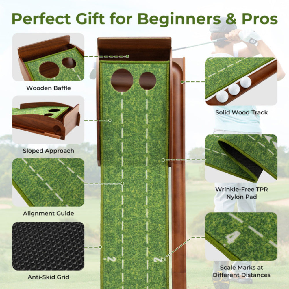 Golf Putting Mat with Ball Return
