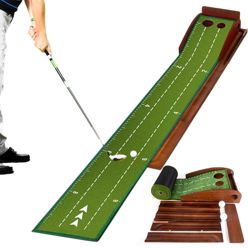 Golf Putting Mat with Ball Return