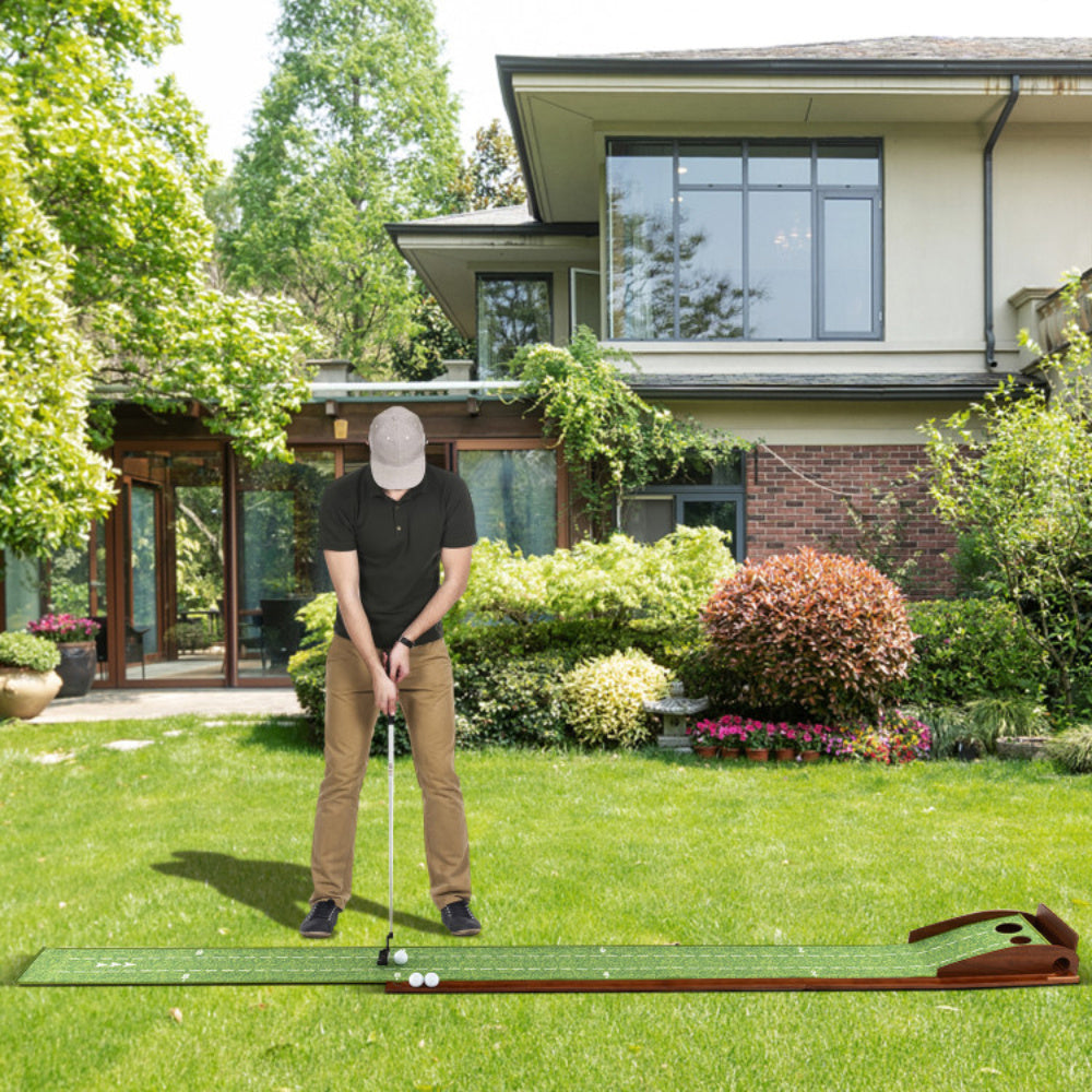 Golf Putting Mat with Ball Return