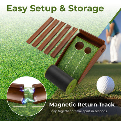 Golf Putting Mat with Ball Return
